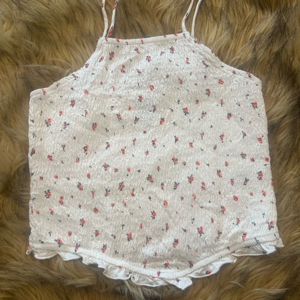 Floral White Sleeveless Top